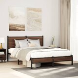 Maison Chic Kovinski Posteljni okvir - Dvoposteljna postelja - Zakonska postelja brez vzmetnice rjavi hrast 140x200 cm, (21694786) | Shoptok.si