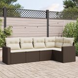 vidaXL 5-dijelni set vrtnih sofa s jastucima poliratan smeđi Cijene