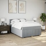  Krevet box spring s madracem svjetlosivi 140x200 cm od tkanine Slike