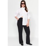 Trendyol Curve Black High Waist Knitted Crepe Plus Size Trousers Cene