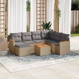 Maison Chic Seti vrtnega pohištva - Vrtna garnitura - Vrtni pohištvo set 8-delna z blazinami bež poli ratan, (21799720) | Shoptok.si