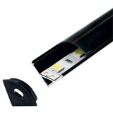 Mitea Lighting Aluminijumski profil za LED trake crni ugaoni 15.8x15.8x2000mm set sa crnim difuzorom M601-CC Cene