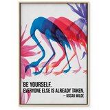  Slika - Colorful Flamingos - Inspirational Quote with Colorful Bird Silhouettes 40x60 U prirodnom drvenom okviru | shoptok.hr