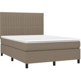  box spring s madracem LED smeđesivi 140x200 cm tkanina | shoptok.hr
