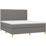  Box spring postelja z vzmetnico temno siva 160x200 cm blago, (20902181) | Shoptok.si