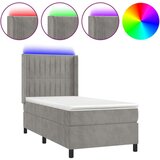  Box spring s madracem LED svjetlosivi 90x200 cm baršun | shoptok.hr