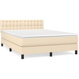  Krevet s oprugama i madracem krem 140x200 cm od tkanine | shoptok.hr