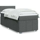 vidaXL Box spring postelja z vzmetnico temno siva 90x190 cm blago | Shoptok.si