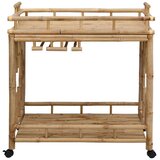  Vinska kolica s kotačima Prirodna 85 x 50 x 93 cm Bambus | shoptok.hr