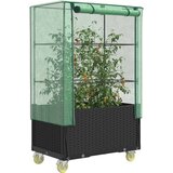 vidaXL Visoka greda s prevleko in kolesi videz ratana 80x50x182 cm Cene
