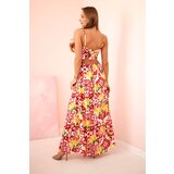 Kesi Włoski Women's maxi dress with straps with print red | shoptok.hr