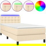  Krevet box spring s madracem LED krem 100x200 cm od tkanine | shoptok.hr