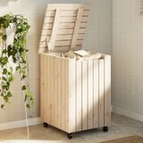 vidaXL Koš za perilo s kolesi RANA 45x45x64 cm trdna borovina | Shoptok.si