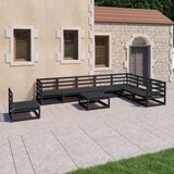 Maison Chic Seti vrtnega pohištva - Vrtna garnitura - Vrtni pohištvo set 9-delna črna trdna borovina, (21804971) | Shoptok.si