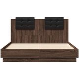 Okvir kreveta s uzglavljem LED boja smeđeg hrasta 135 x 190 cm | shoptok.hr