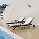 The Living Store Ležalnika z mizico poli ratan črne barve - Vrtni Ležalnik, (21464844) | Shoptok.si