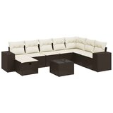 Maison Chic Seti vrtnega pohištva - Vrtna garnitura - Vrtni pohištvo set 9-delna z blazinami rjava poli ratan, (21798251) | Shoptok.si