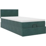 vidaXL Otomanski posteljni okvir z vzmetnico zelen 90x200 cm žamet | Shoptok.si