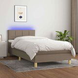  Krevet box spring s madracem LED smeđesivi 90x200 cm tkanina Cijene