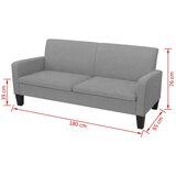 vidaXL Kavč trosed 180x65x76 cm svetlo siv | Shoptok.si