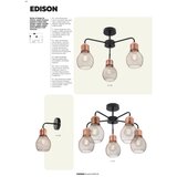 Redo 01-1579 - Visilica na sajli EDISON 3xE27/42W/230V prečnik 53 cm crna/bakrena | Eponuda.com