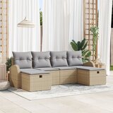 vidaXL vrtni kavč set Set 6 Bež Ratan Vrtni kavč Pravokoten Moderna | Shoptok.si