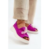 Zazoo 2939 Suede Women's Sandals with Bow Fuchsia Cene