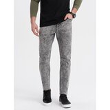Ombre Men's marbled denim pants with raw-leg SLIM FIT - grey | Shoptok.si