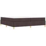  Postelja z vzmetnico Temno rjava in bela 200 x 200 cm blago | Shoptok.si