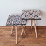 Hanah home 2Shp466 - navy blue navy bluewhiteclaret redorange nesting table (2 pieces) | ePonuda.com
