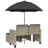  Vrtna sofa 2-sjed sa suncobranom i tabureima svijetlo sivi | shoptok.hr