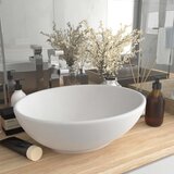 vidaXL Razkošen umivalnik ovalen mat bel 40x33 cm keramičen Cene