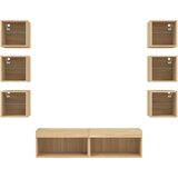  8-dijelni zidni TV elementi s LED svjetlima boja hrasta drveni | shoptok.hr