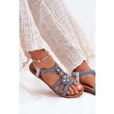ARTIKER Women's Flat Sandals With Woven Straps Blue | Shoptok.si