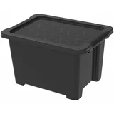 Rotho Sjajna crna plastična kutija za pohranu s poklopcem Evo Easy -