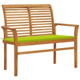  Klupa s jarko zelenim jastukom 112 cm od masivne tikovine | shoptok.hr