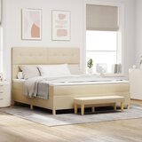 vidaXL Postelja s pomičnim dnom in vzmetnico ter klopjo Krem 180x200 cm Tkanina, (22048960) | Shoptok.si