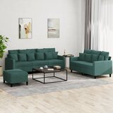  3-dijelni set sofa s jastucima tamnozeleni baršunasti | Eponuda.com