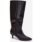 Boto Women's boots with low heel lined with eco leather black Marcellia | Shoptok.si