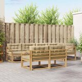  Set vanjskih sofa s jastukom 6 pcs Bijela i bež Poliester | Eponuda.com