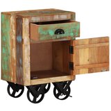 The Living Store Nočna omarica s kolesi 40x30x57 cm trden predelan les - Nočna Omarica, (21420936) | Shoptok.si