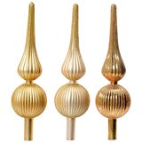 Dekordom stakleni vrh za jelku 31cm 170226 - Gold/Pearl - KMG Cene