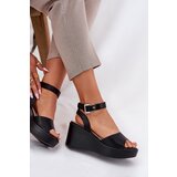 Boto Wedge Heeled Women's Sandals Black Efrina | Shoptok.si