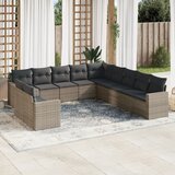 vidaXL 11-dijelni set vrtnih sofa od poliratana s jastucima sivi Cijene