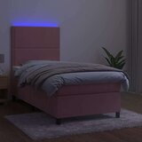  Box spring postelja z vzmetnico LED roza 100x200 cm žamet, (20901596) | Shoptok.si