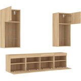  5-dijelni zidni TV elementi s LED svjetlima boja hrasta drveni | shoptok.hr