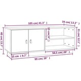 TV ormarić sivi 105 x 34 x 40 cm od masivne borovine | shoptok.hr