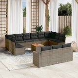 vidaXL 14-dijelni set vrtnih sofa od poliratana s jastucima sivi Cijene