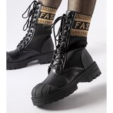 Gemre Black sock boots with brown lettering Daria | Shoptok.si