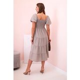 Kesi Włoski Women's viscose dress with puffed sleeves and a ruffled top fango | shoptok.hr
